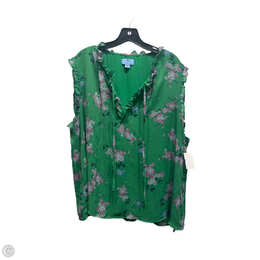 Top Short Sleeve By Cece In Green & Purple, Size: Xl
