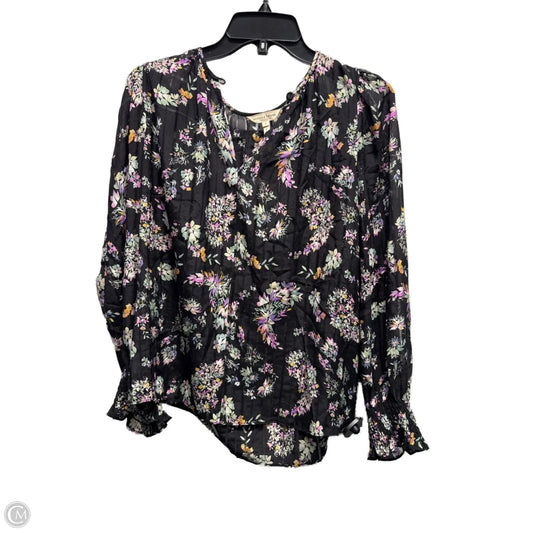Top Long Sleeve By Rebecca Taylor In Black & Purple, Size: 8