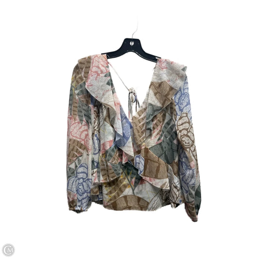 Blouse Long Sleeve By White House Black Market In Green & Pink, Size: S