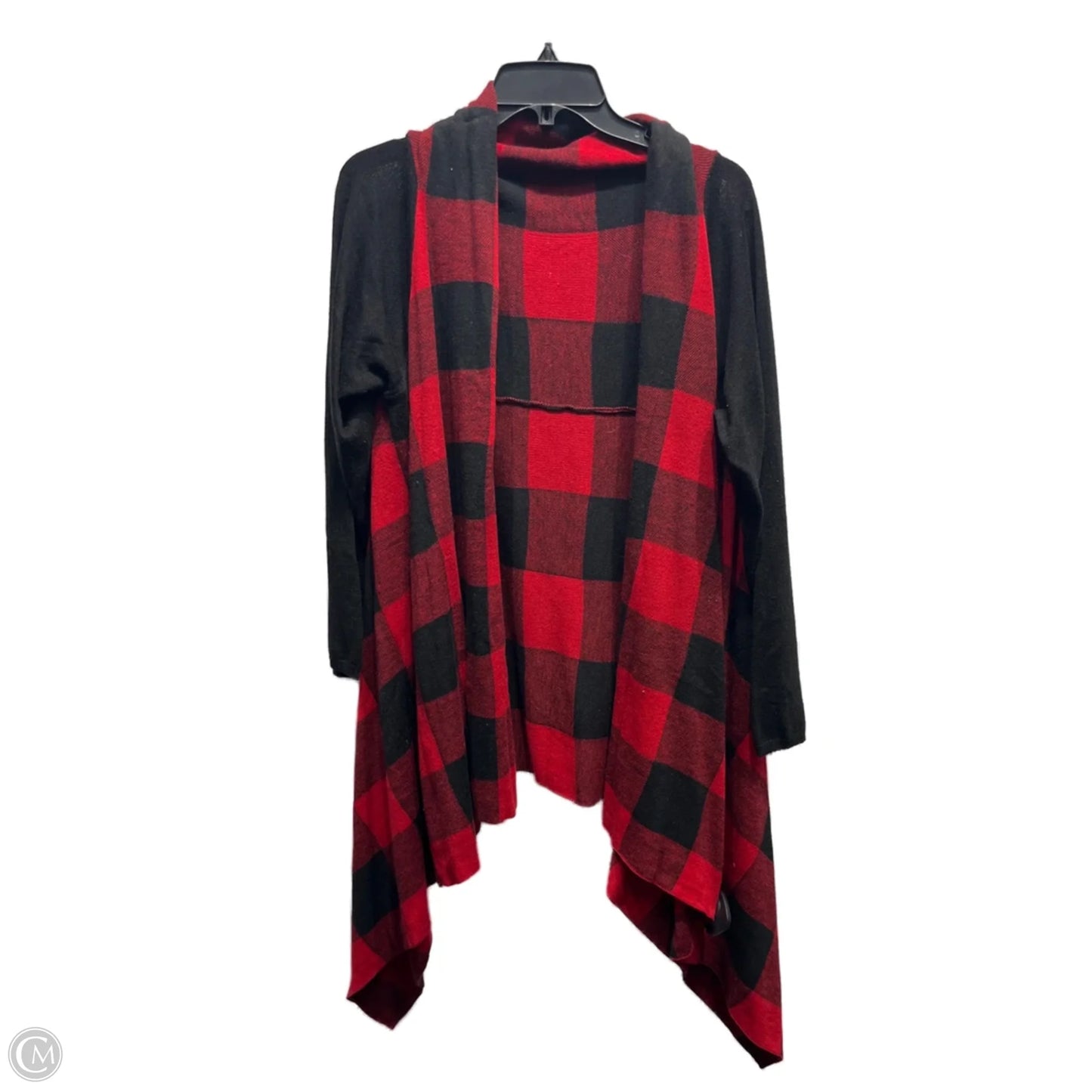 Sweater Cardigan By Torrid In Black & Red, Size: 1x