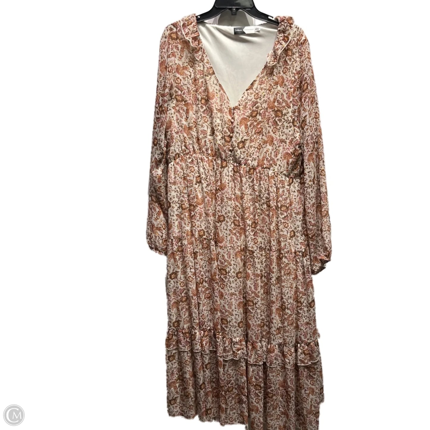 Dress Casual Maxi By PIPER & SCOOT In Cream & Pink, Size: 3x