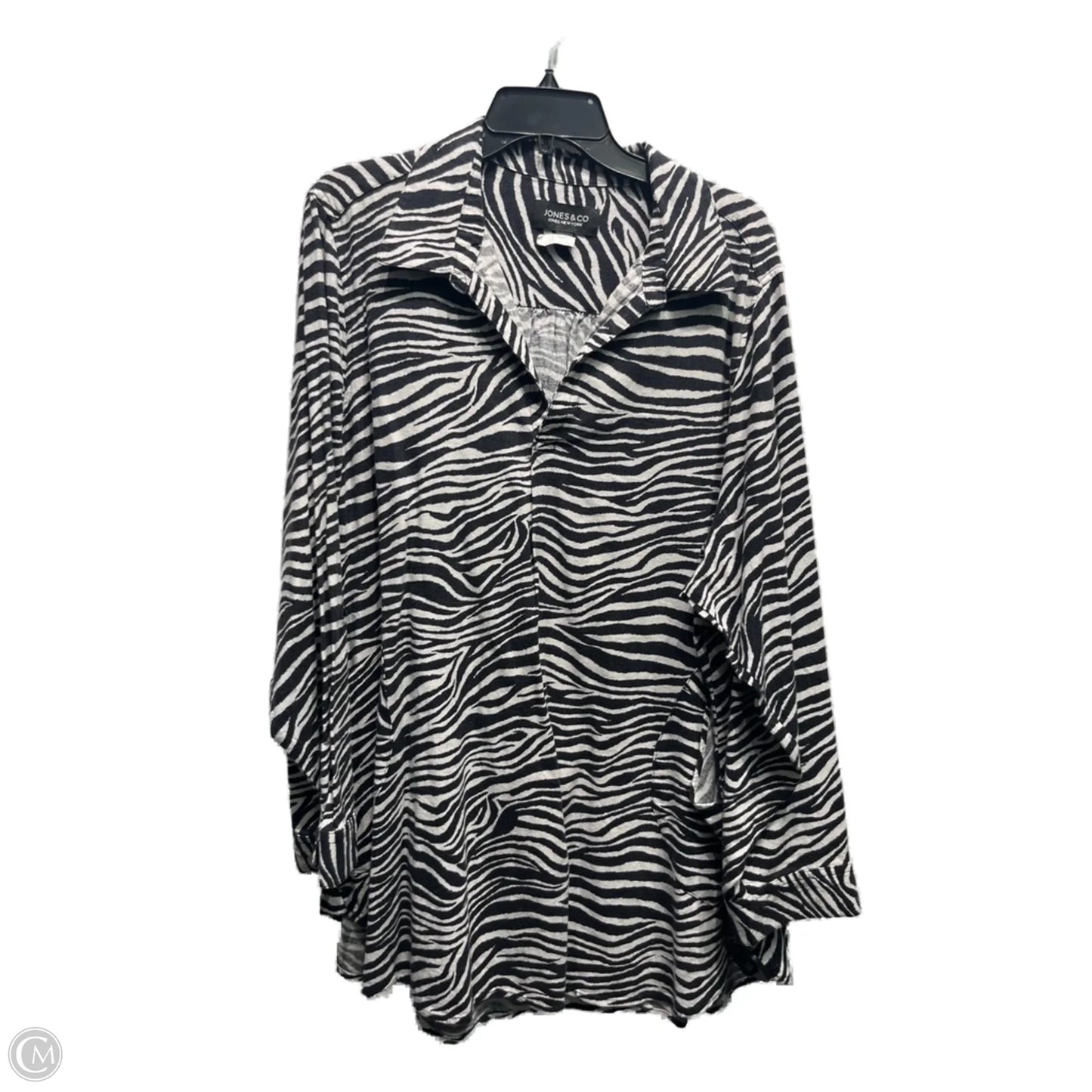 Top Long Sleeve By Jones New York In Black & White, Size: 3x