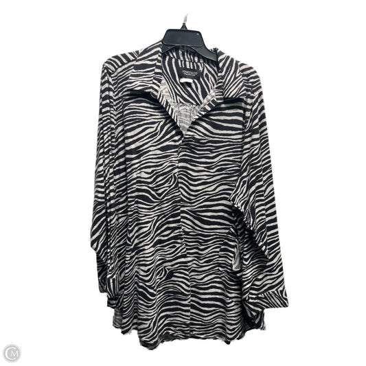 Top Long Sleeve By Jones New York In Black & White, Size: 3x