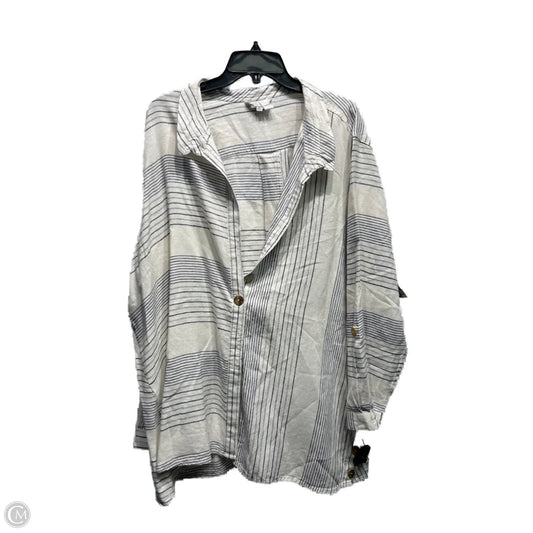 Top Long Sleeve By John Mark In Blue & White, Size: 3x