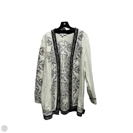 Sweater Cardigan By Chicos In Black & White, Size: L
