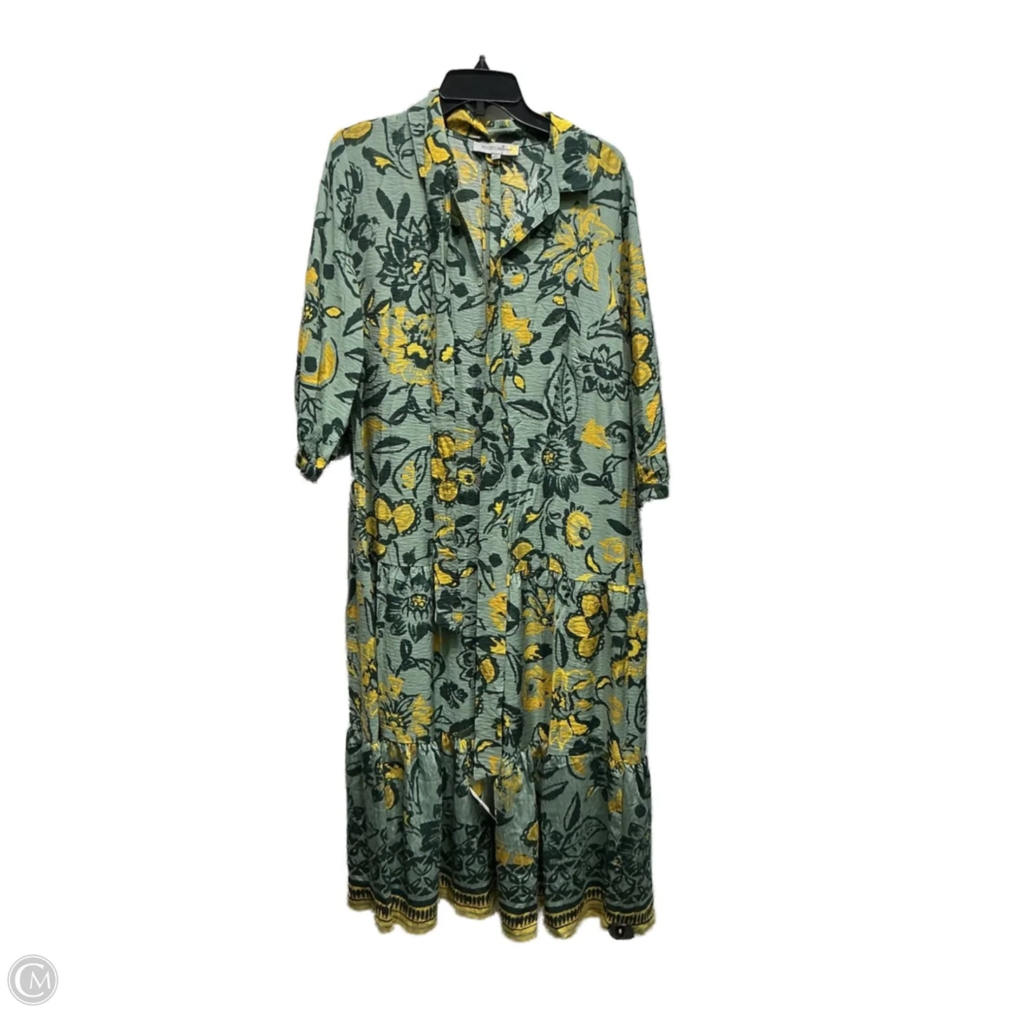 Dress Casual Maxi By Figuero & Flower In Green & Yellow, Size: Xl