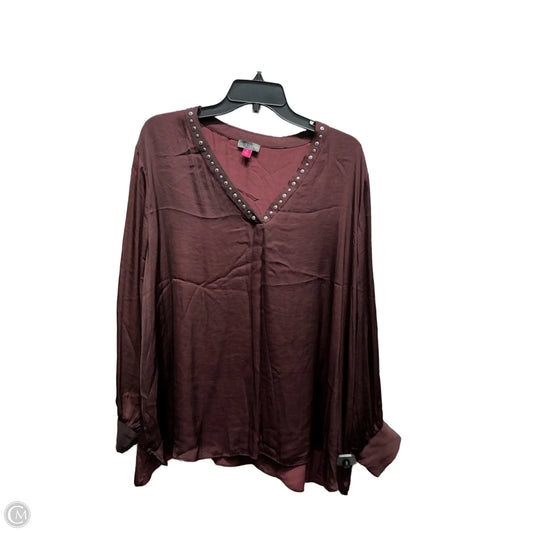Blouse Long Sleeve By Vince Camuto In Maroon, Size: 2x