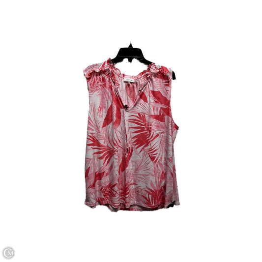 Top Short Sleeve By Calvin Klein In Pink & Red, Size: 1x
