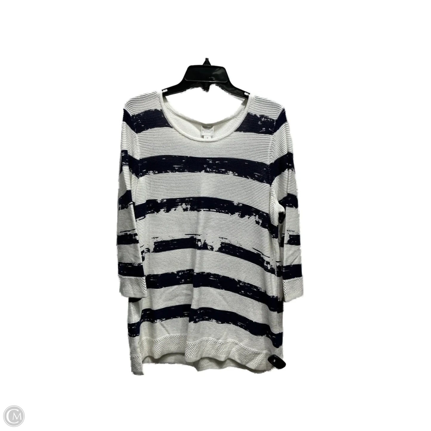 Sweater By Chicos In Blue & White, Size: Xl