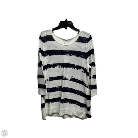 Sweater By Chicos In Blue & White, Size: Xl