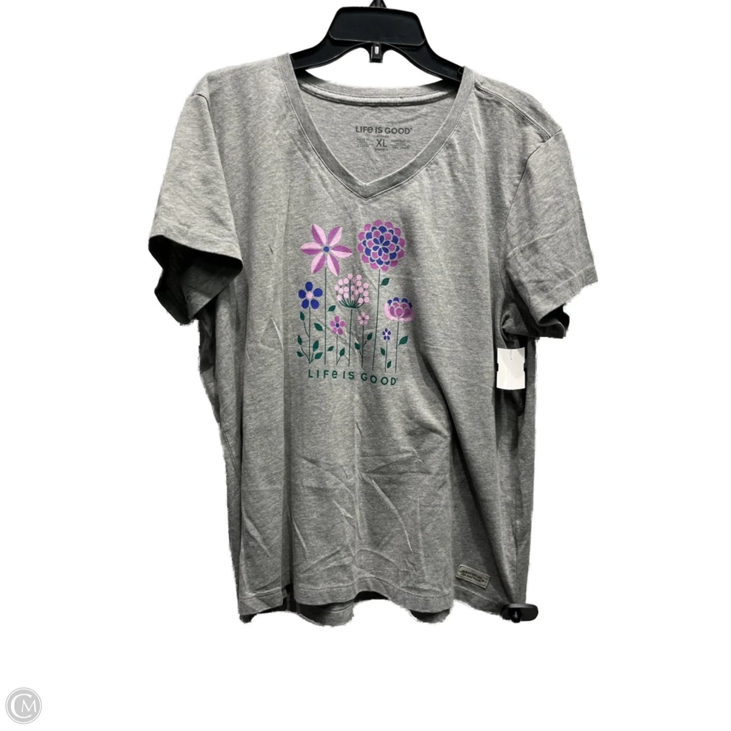 Top Short Sleeve Basic By Life Is Good In Grey & Purple, Size: Xl
