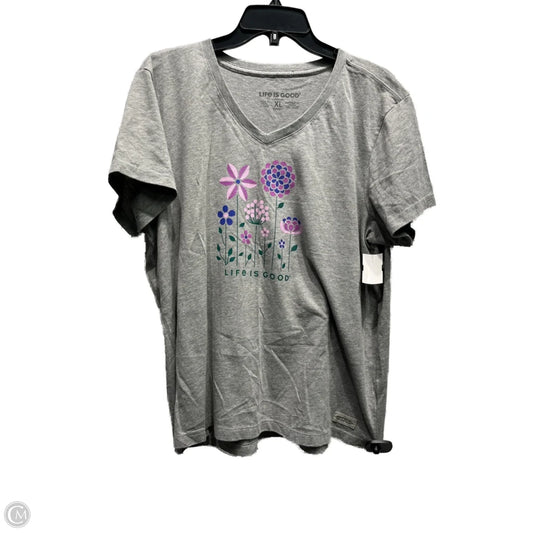 Top Short Sleeve Basic By Life Is Good In Grey & Purple, Size: Xl