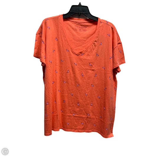Top Short Sleeve Basic By Life Is Good In Orange & Pink, Size: Xl
