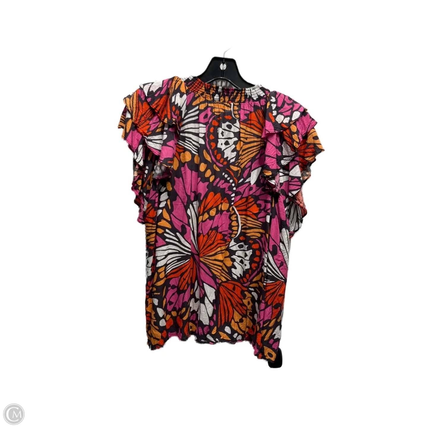 Top Short Sleeve By Daniel Rainn In Orange & Pink, Size: Xl