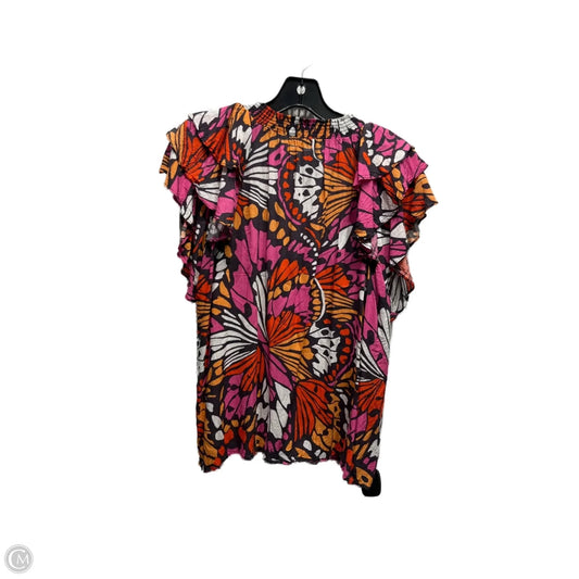 Top Short Sleeve By Daniel Rainn In Orange & Pink, Size: Xl