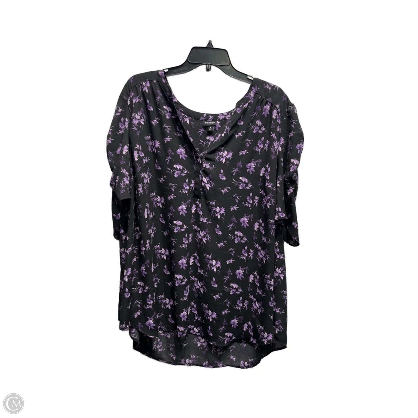Top Short Sleeve By Torrid In Black & Purple, Size: 4x