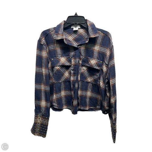 Top Long Sleeve By Life In Blue & Tan, Size: M