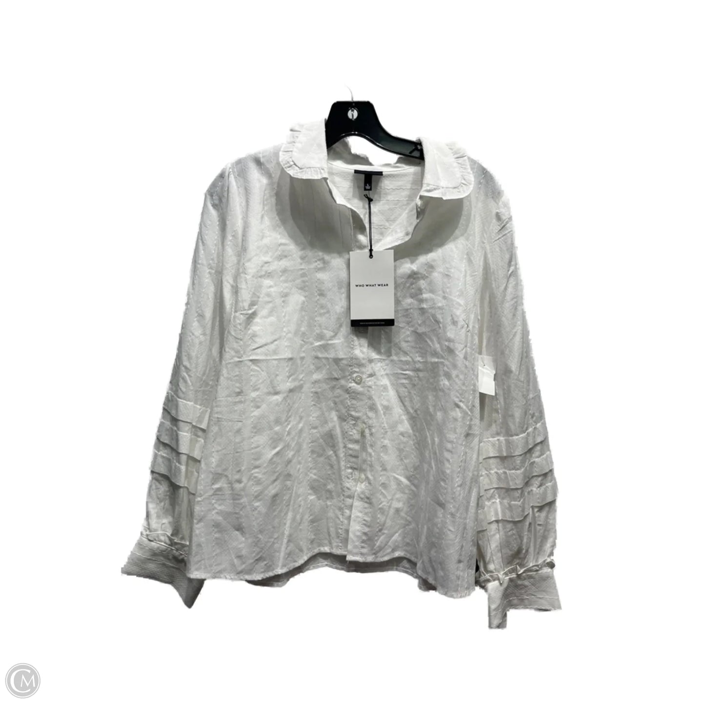 Top Long Sleeve By Who What Wear In White, Size: L