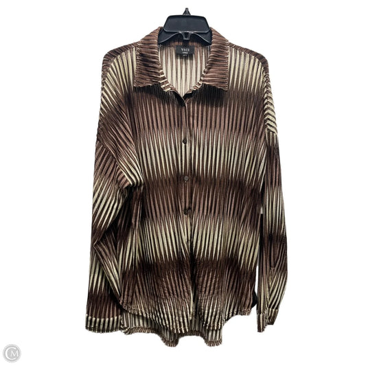 Top Long Sleeve By Vici In Brown & Tan, Size: L