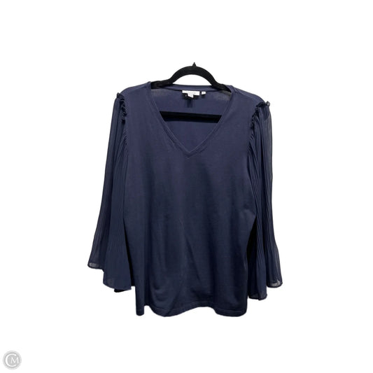 Blouse Long Sleeve By Chicos In Navy, Size: L