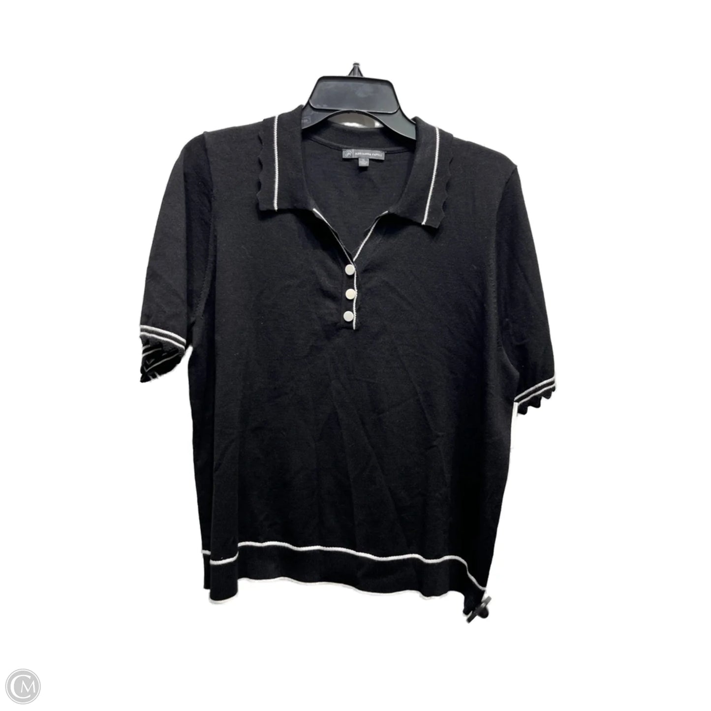 Sweater Short Sleeve By Adrianna Papell In Black & White, Size: Xl