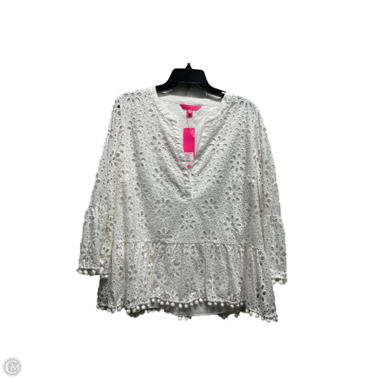 Top Long Sleeve Designer By Lilly Pulitzer In White, Size: Xl