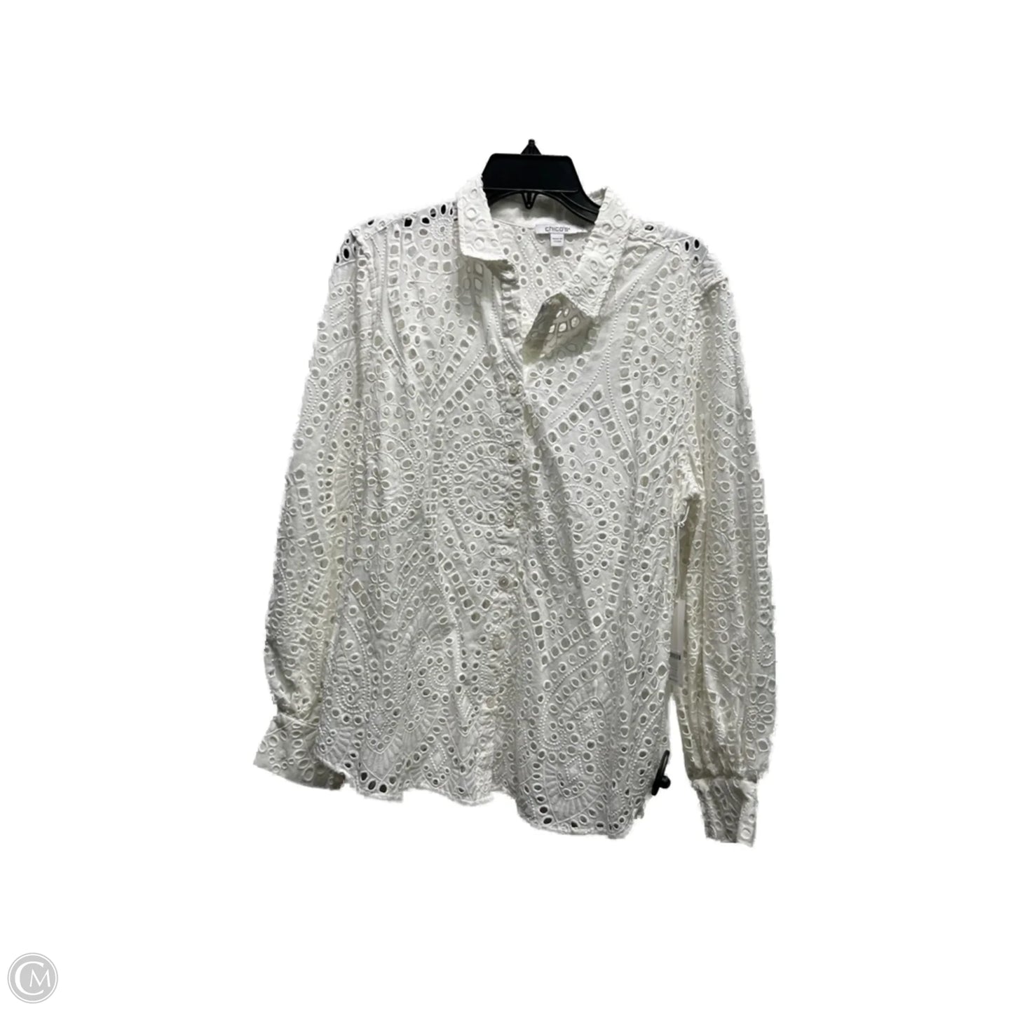 Top Long Sleeve By Chicos In White, Size: L