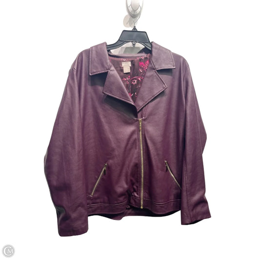 Jacket Moto By Chicos In Purple, Size: Xl