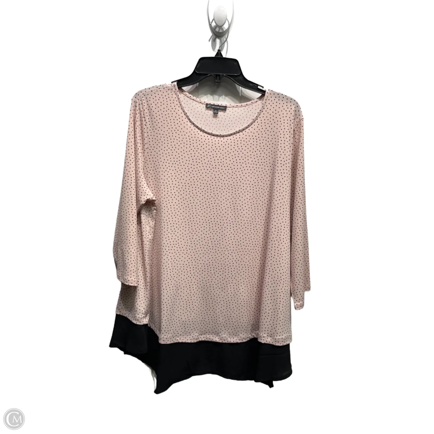 Top Long Sleeve By Adrianna Papell In Black & Pink, Size: 2x