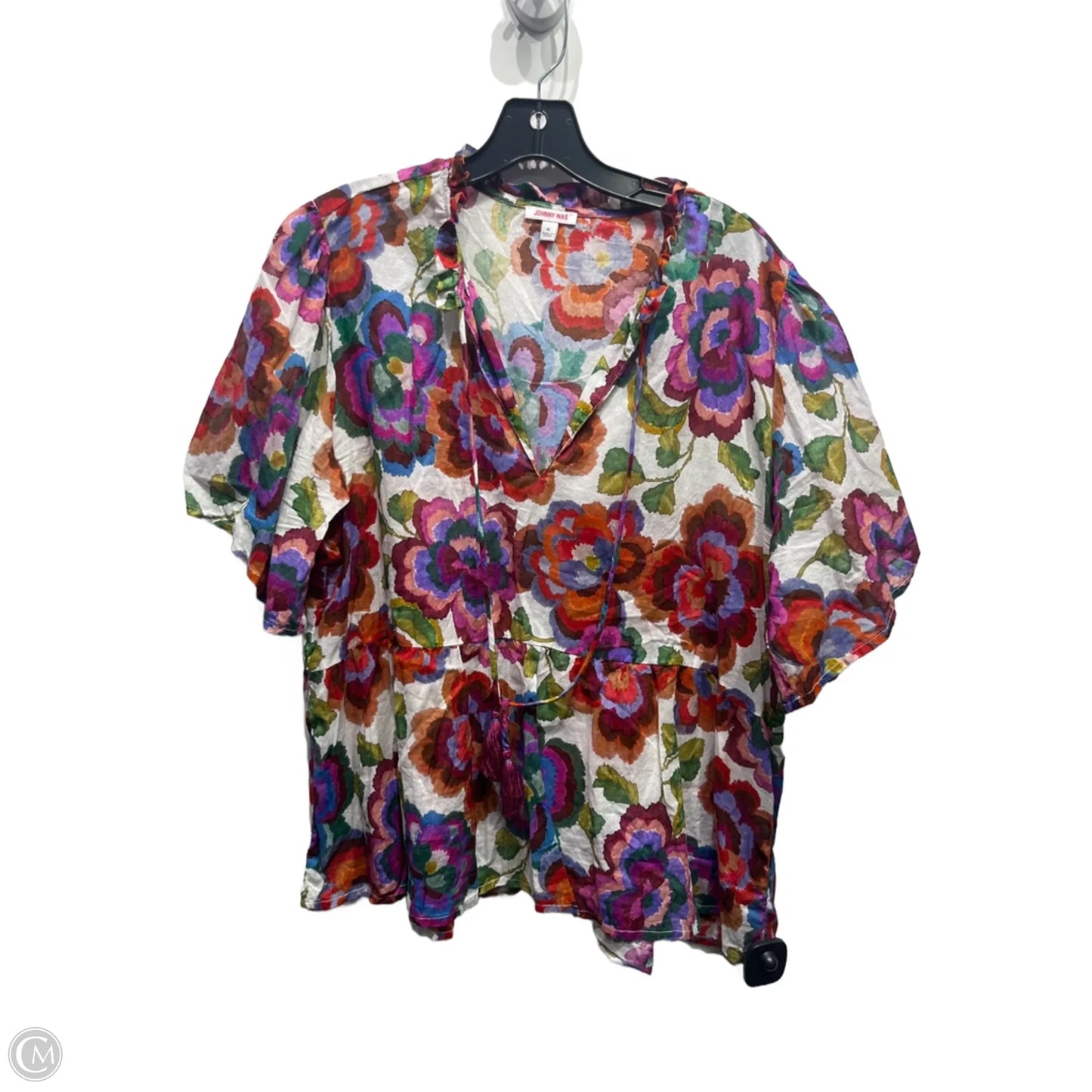 Top Short Sleeve By Johnny Was In Blue & Red, Size: Xl
