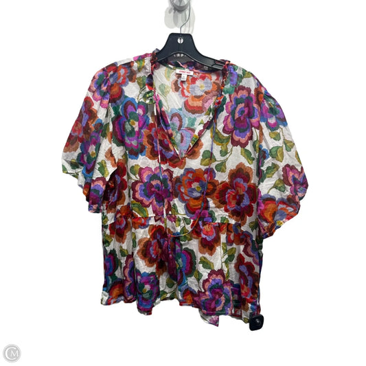 Top Short Sleeve By Johnny Was In Blue & Red, Size: Xl