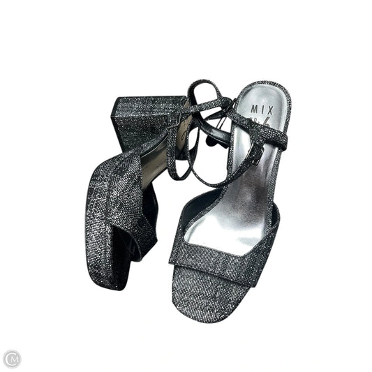 Sandals Heels Block By Mix No 6 In Black & Silver, Size: 8.5