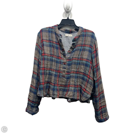 Top Long Sleeve By Natural Life In Blue & Red, Size: M