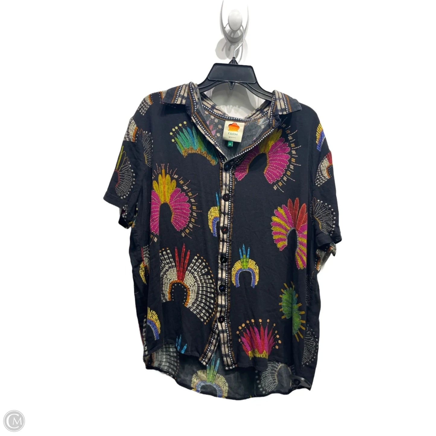 Top Short Sleeve By Farm Rio In Black & Orange, Size: M