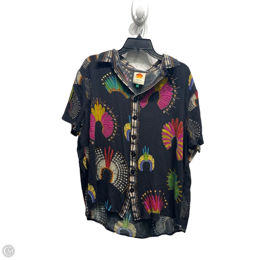 Top Short Sleeve By Farm Rio In Black & Orange, Size: M