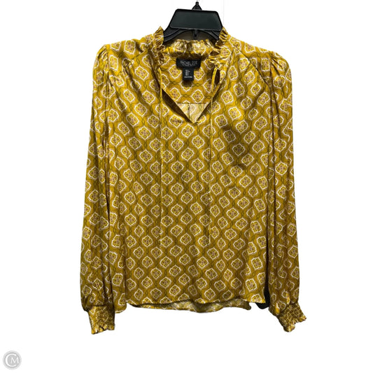Blouse Long Sleeve By Rachel Zoe In White & Yellow, Size: S