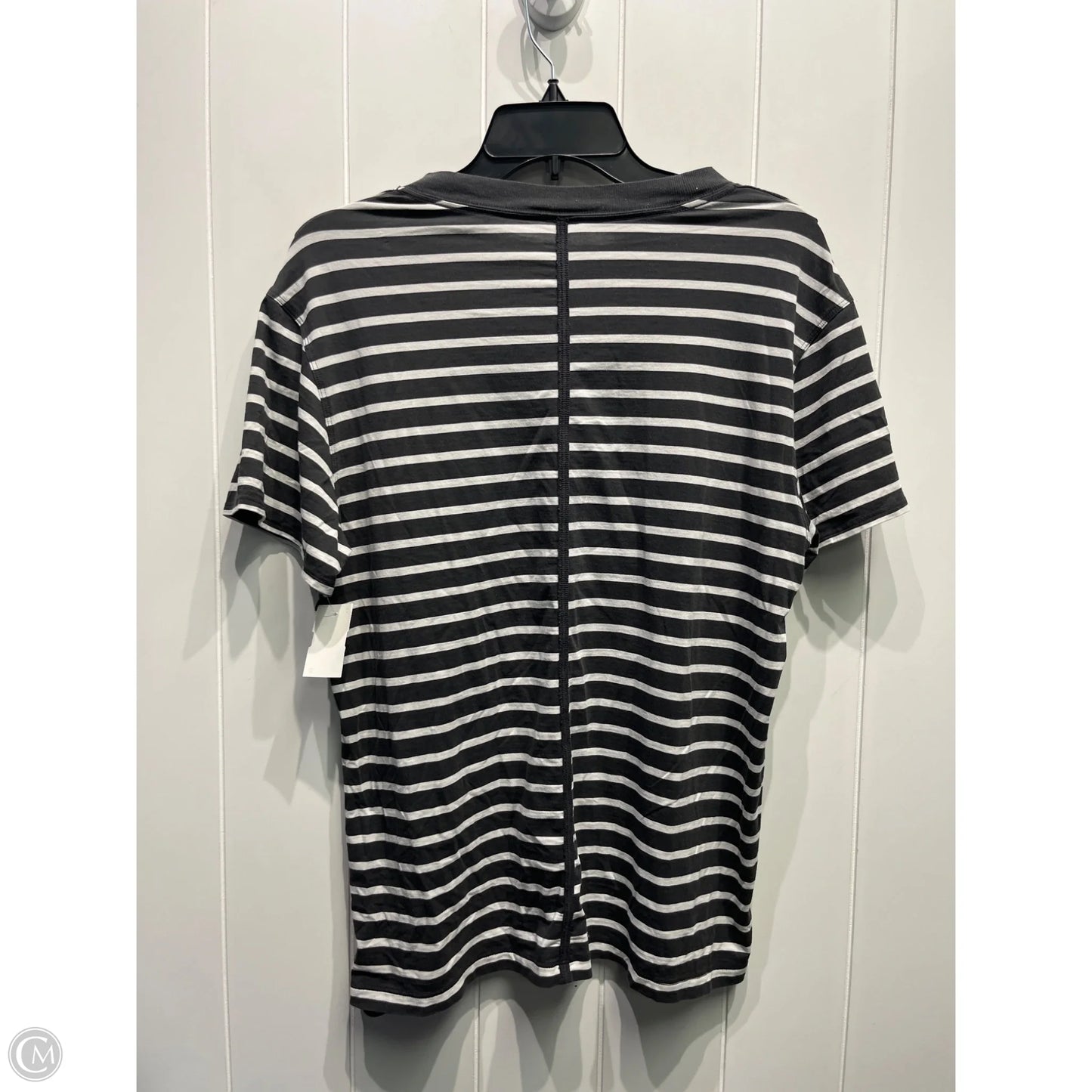 Athletic Top Short Sleeve By Lululemon In Grey & White, Size: M