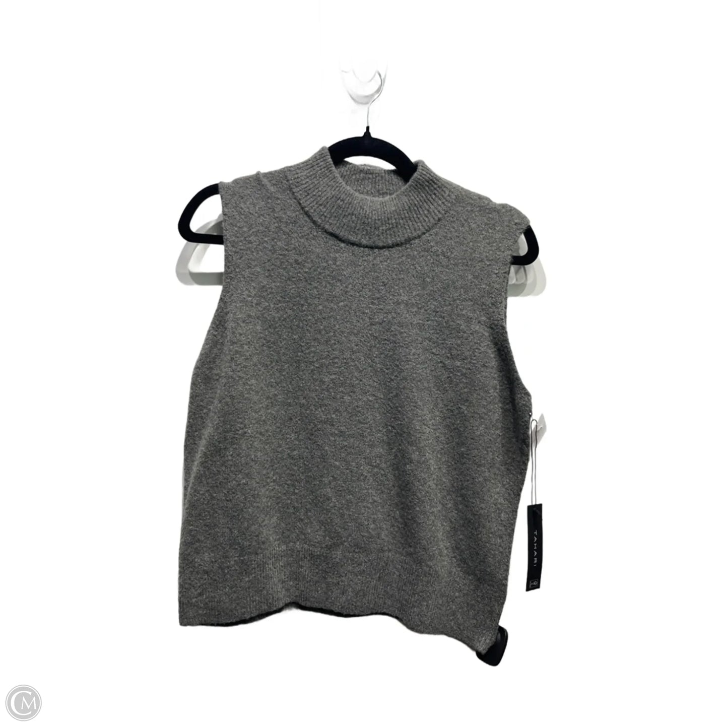 Sweater Short Sleeve By Tahari In Grey, Size: L