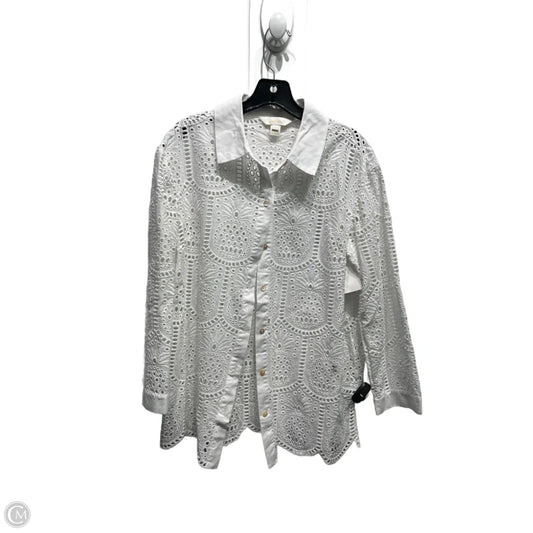 Top Long Sleeve By Lilly Pulitzer In White, Size: M