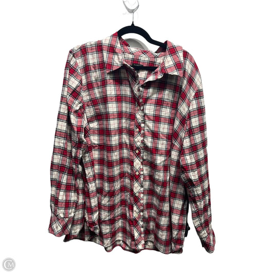 Top Long Sleeve By Talbots In Red & White, Size: 3x