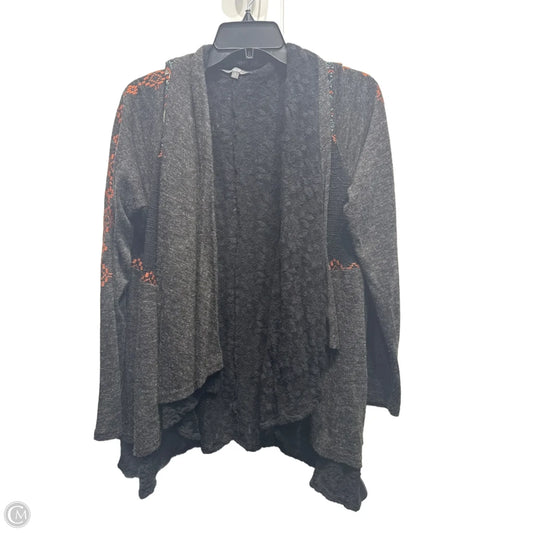 Sweater Cardigan By Miss Me In Grey & Orange, Size: L