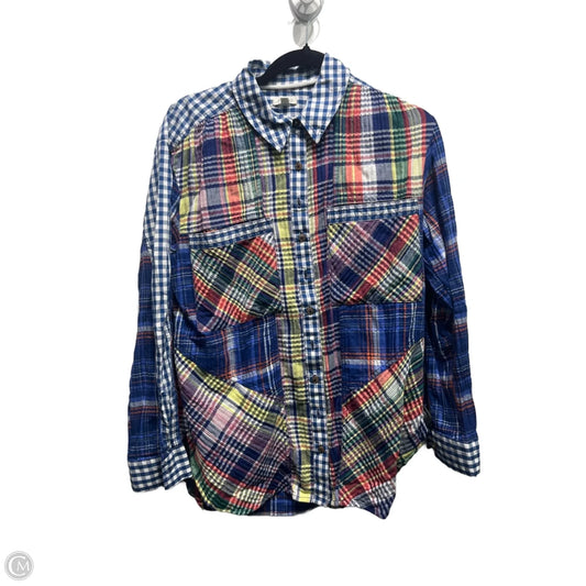 Top Long Sleeve By Pilcro In Blue & Red, Size: M