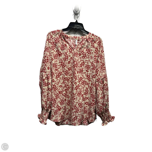 Top Long Sleeve By XUZHU In Cream & Red, Size: Xl