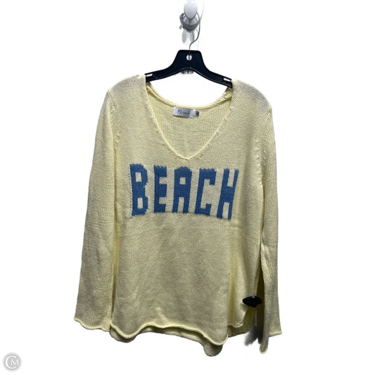 Sweater By Miracle In Blue & Cream, Size: M