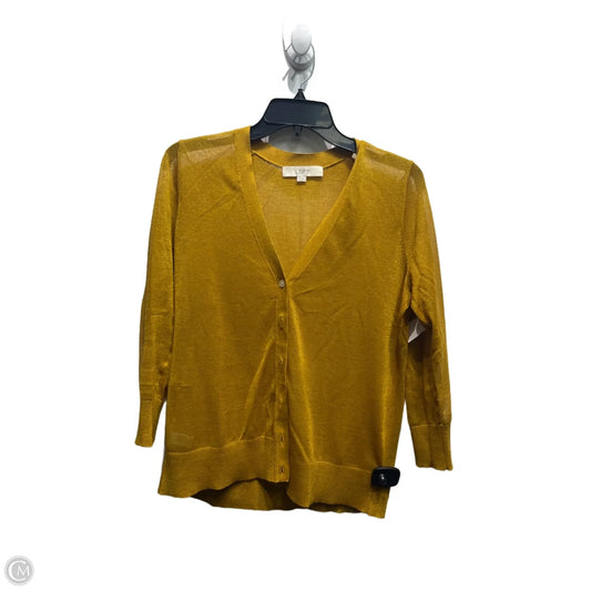 Sweater Cardigan By Loft In Yellow, Size: M