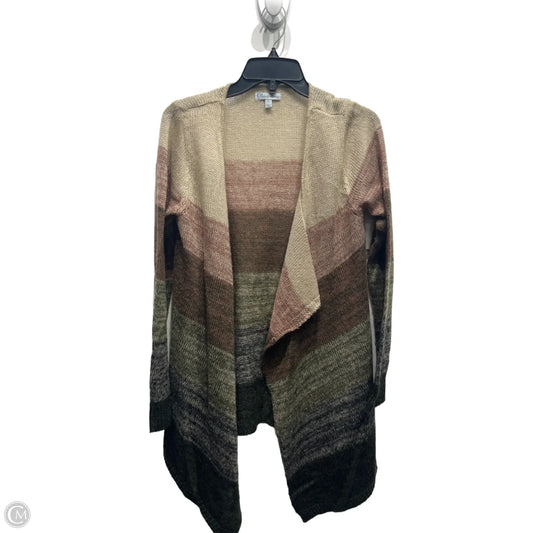 Sweater Cardigan By Olivia Sky In Brown & Tan, Size: L