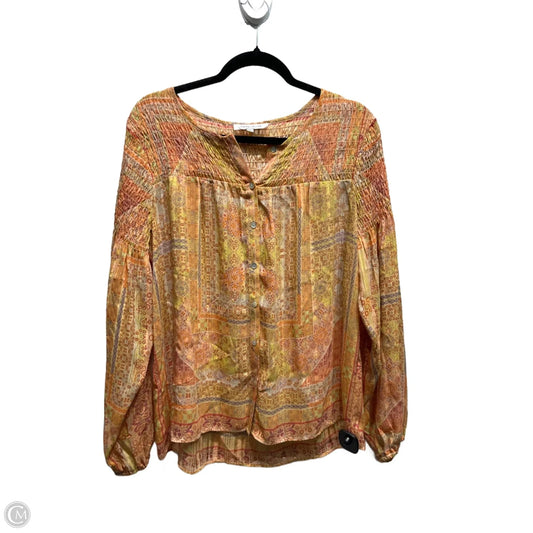 Top Long Sleeve By Rose And Olive In Orange & Yellow, Size: M