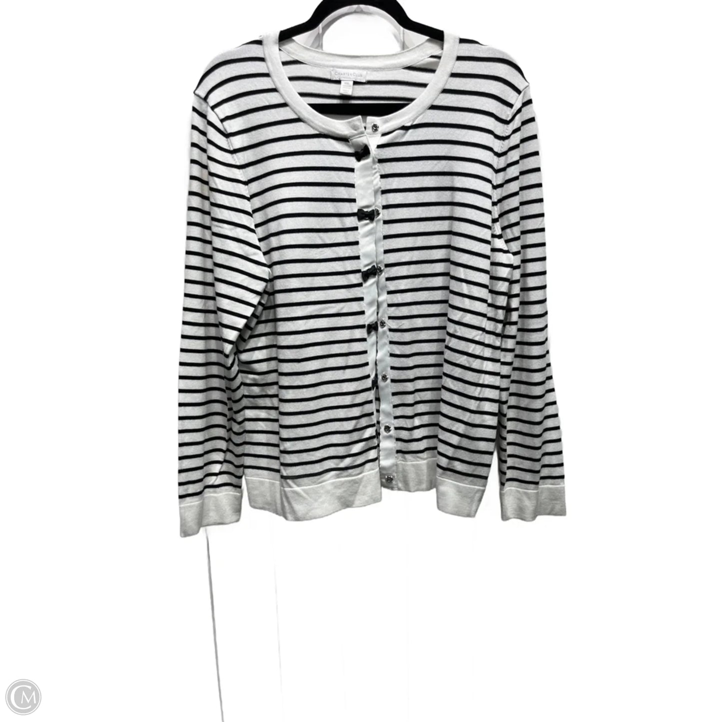 Sweater Cardigan By Charter Club In Black & White, Size: Xxl