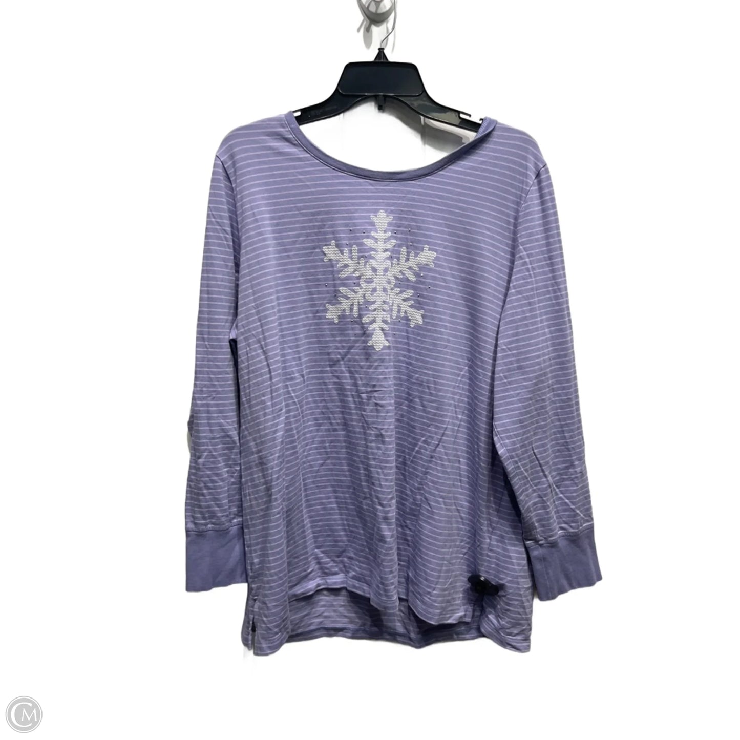 Top Long Sleeve By Christopher And Banks In Purple & White, Size: 1x