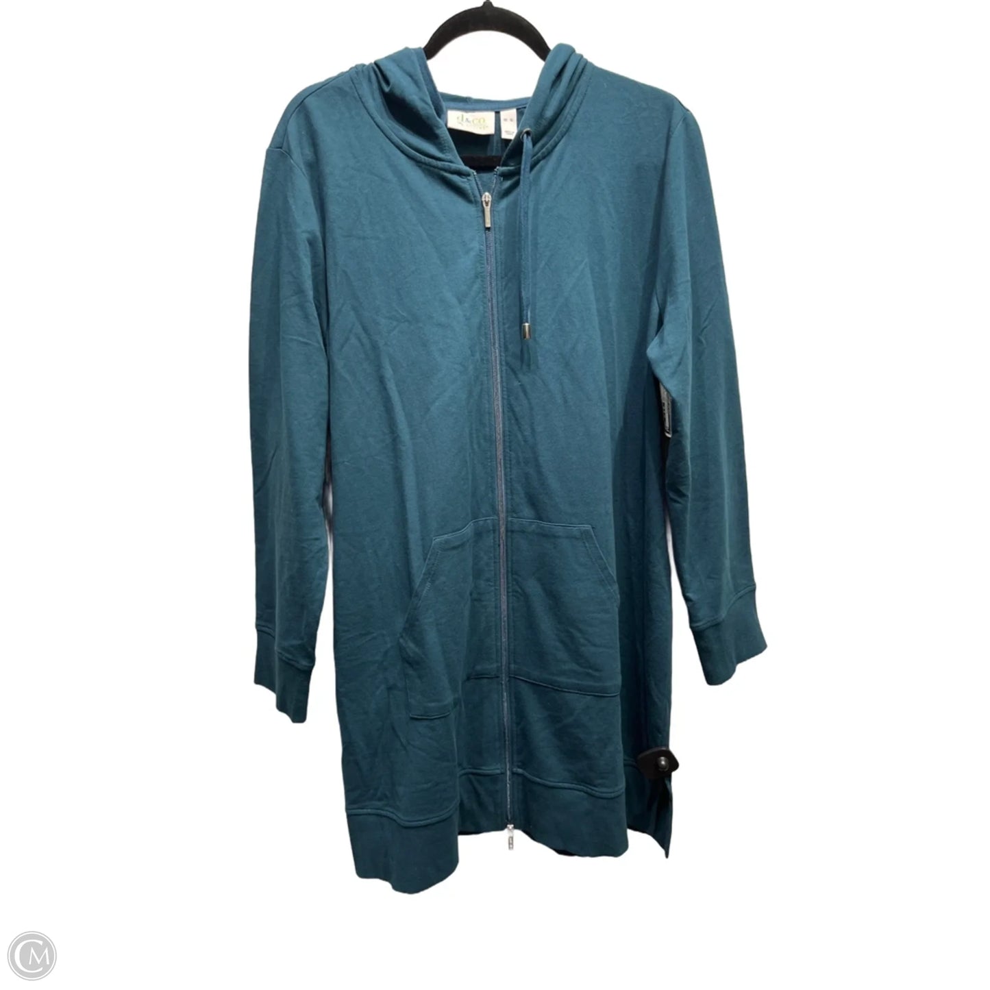 Sweatshirt Hoodie By Denim And Co Qvc In Teal, Size: Xl